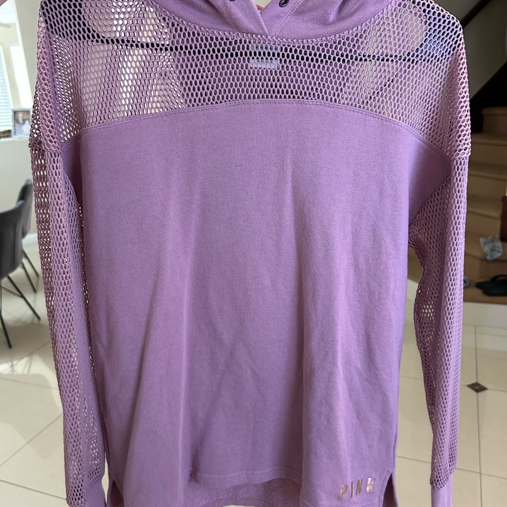 PINK Victoria's Secret Mesh Hoodie Top - Lavender